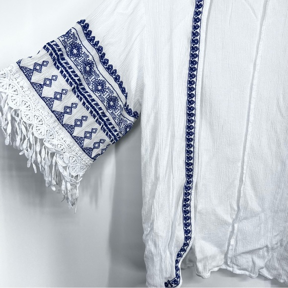 Entro Bohemian open cardigan top embroidered fringe medium/large - Picture 5 of 10